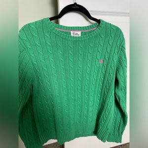 LILLY PULITZER Kelly Green Cable Knit Sweater, Large